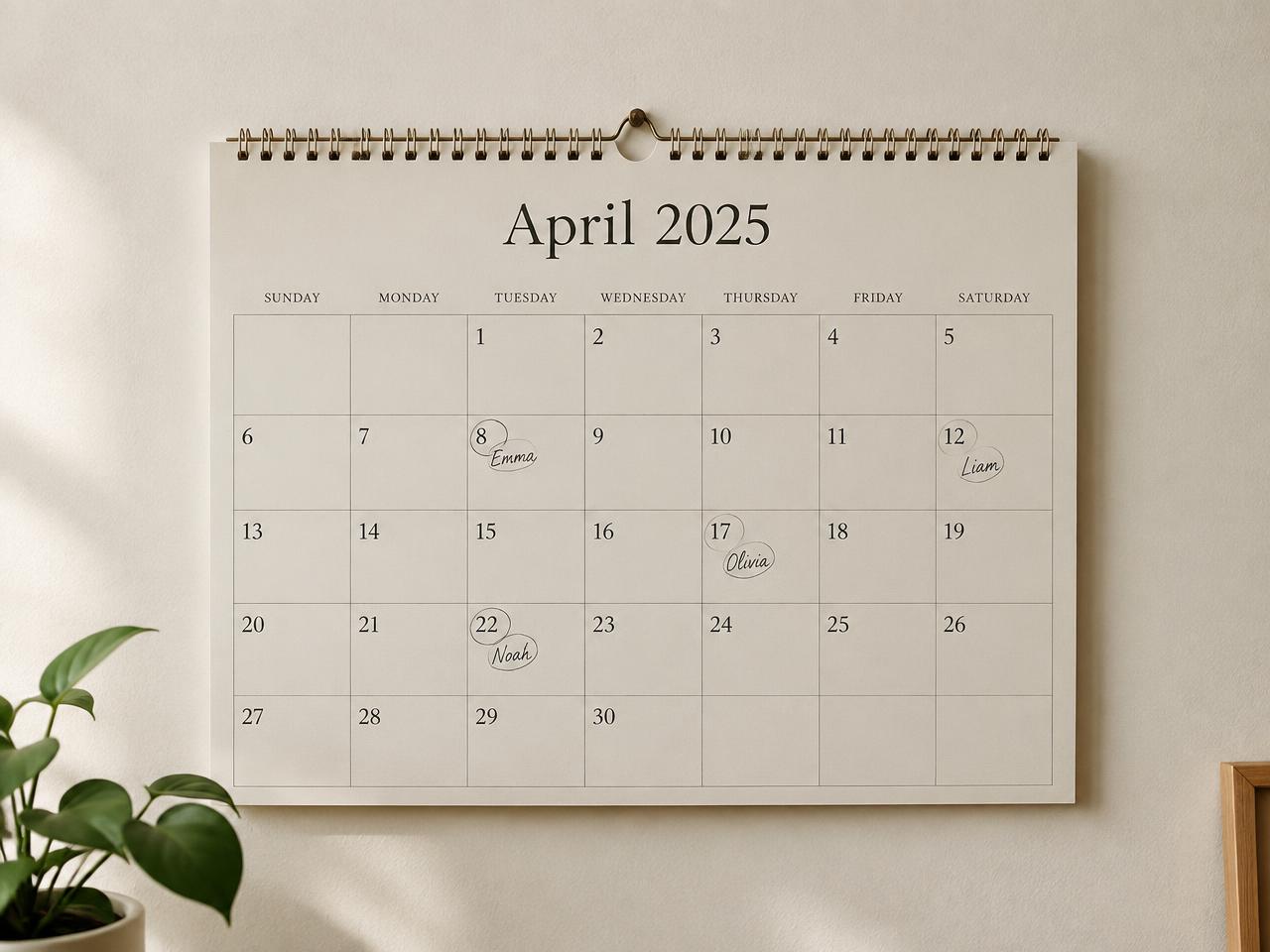 Classic wall calendar design