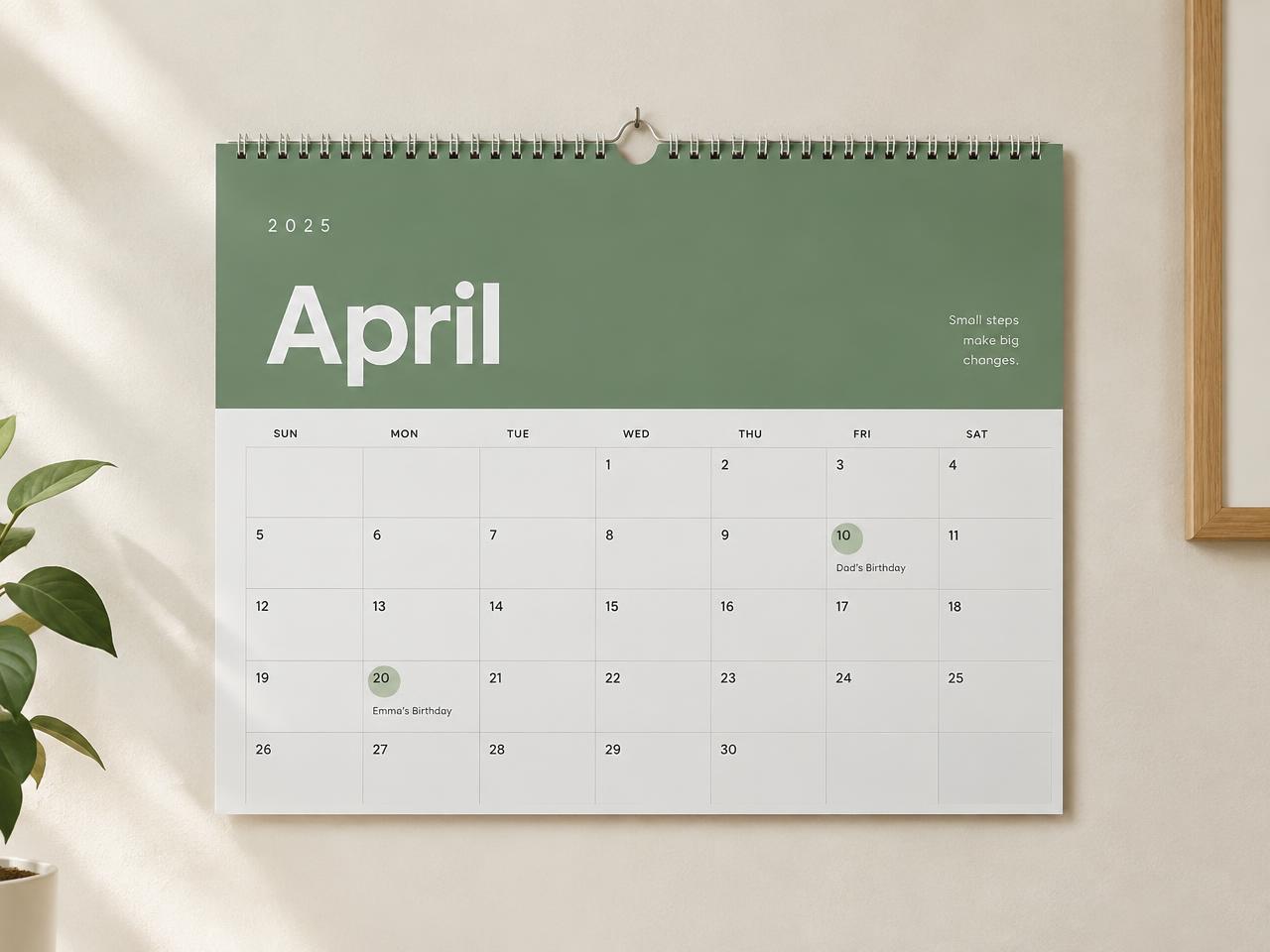 Modern wall calendar design